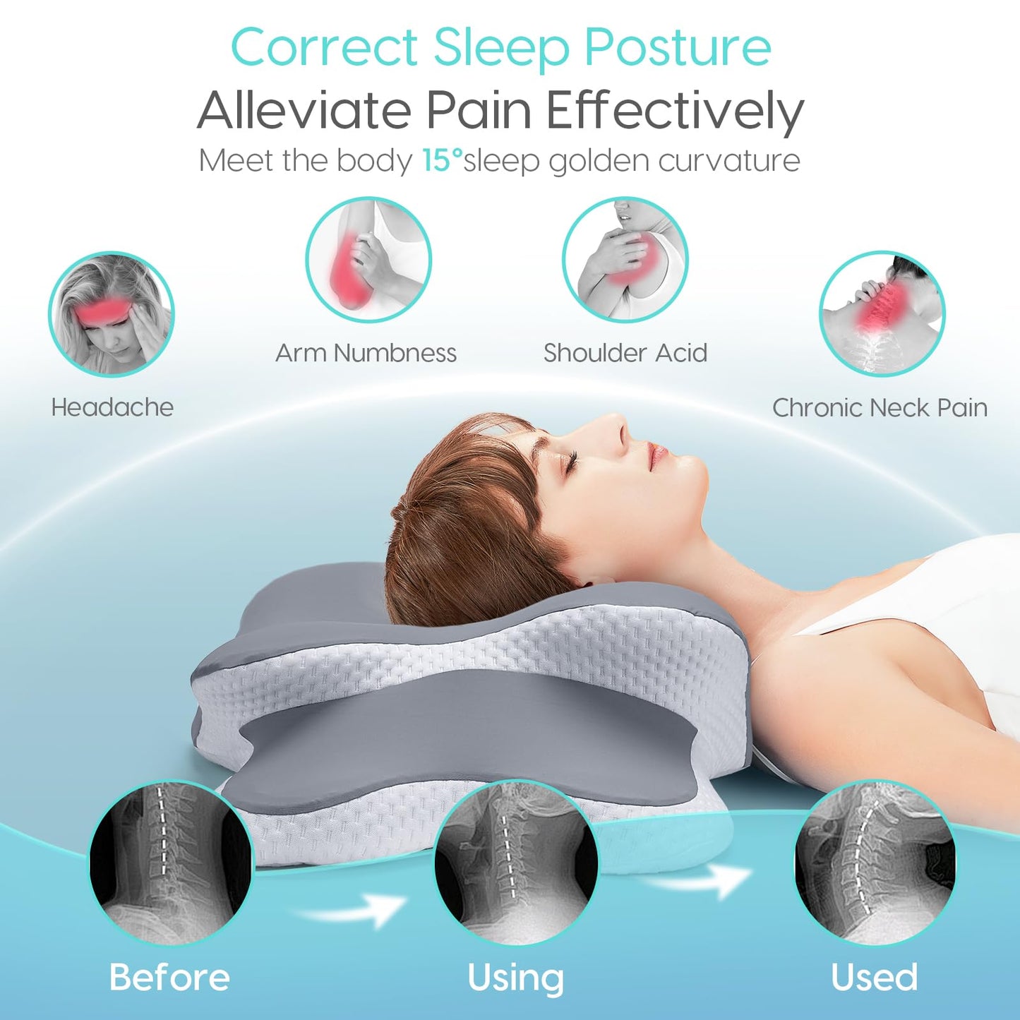 Butterfly Shaped Cervical Support Memory Foam Pillow